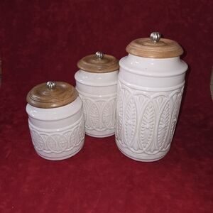 Pier 1 Ivory Farmhouse Ceramic Canister Set